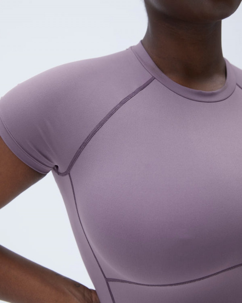 Adanola Ultimate Seam Detail Kurzes Sleeve Top Lila | SN-ADA56502