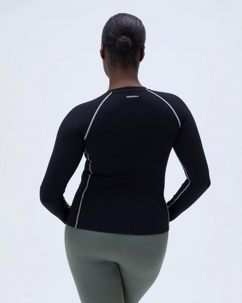 Adanola Ultimate Seam Detail Long Sleeve Top Schwarz Grau | SN-ADA56503