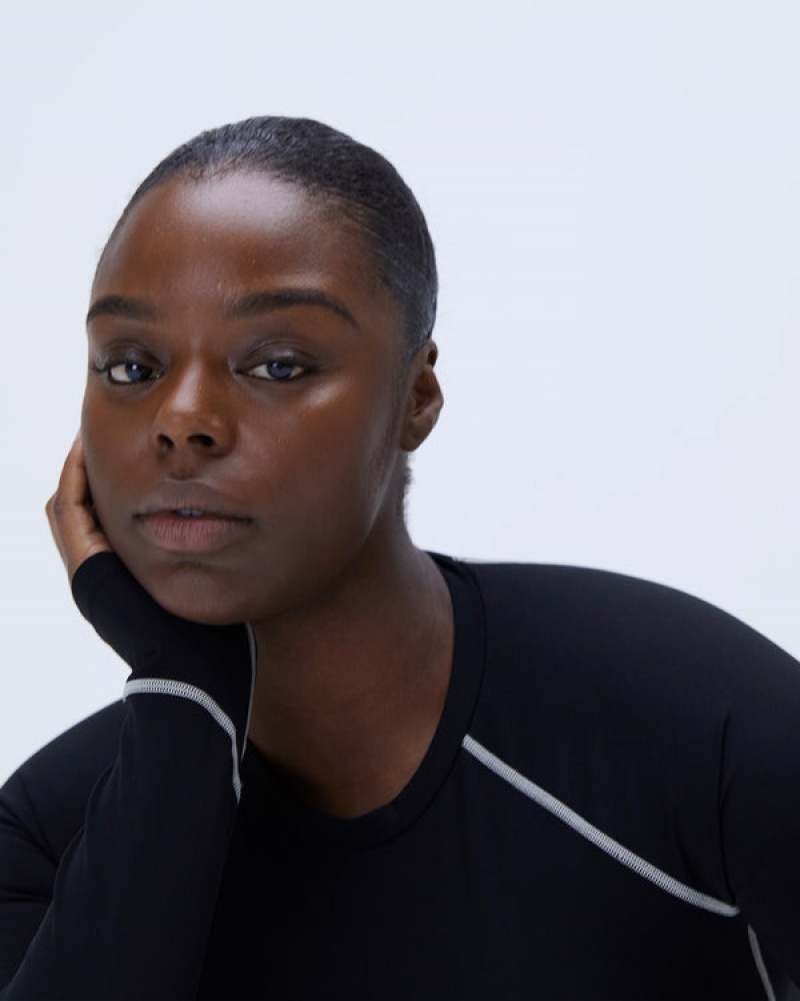 Adanola Ultimate Seam Detail Long Sleeve Top Schwarz Grau | SN-ADA56503