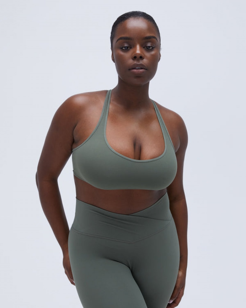 Adanola Ultimate V Neck Racer Bra Khaki Grün | SN-ADA56584