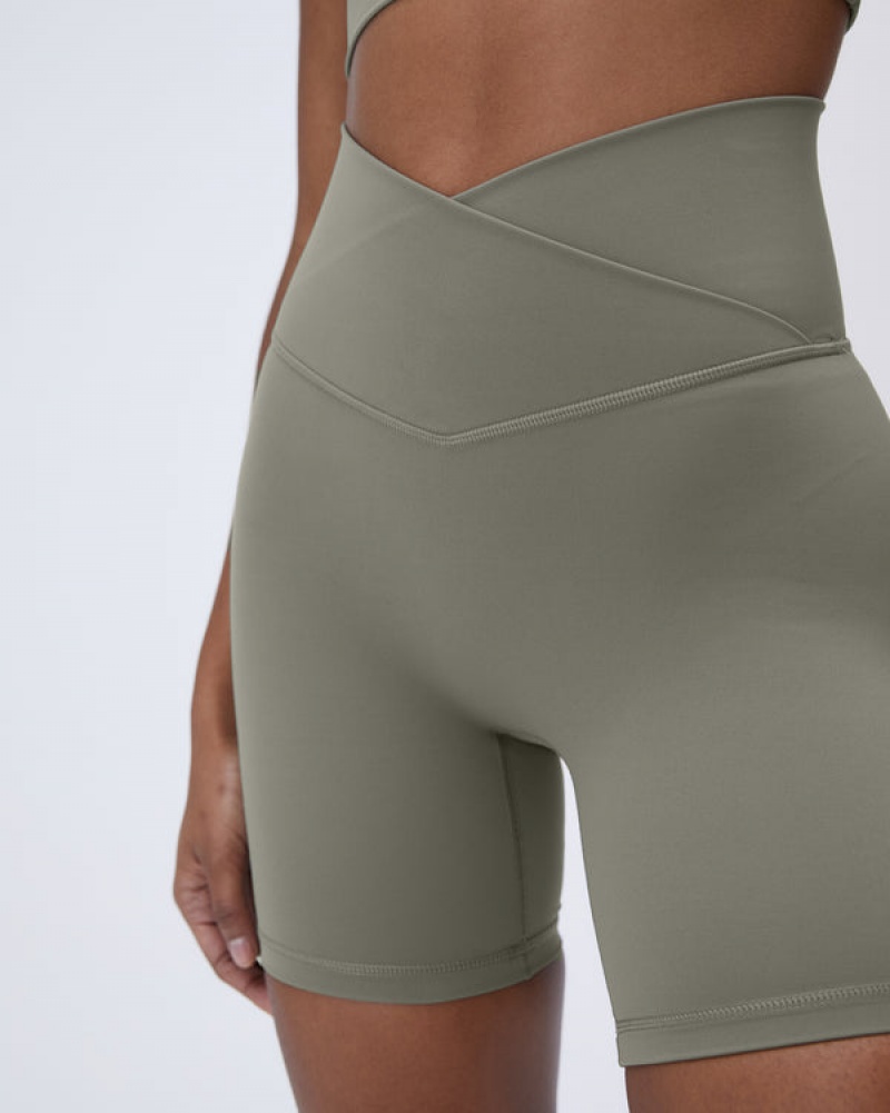 Adanola Ultimate Wrap Over Crop Shorts Olivgrün Grün | SN-ADA56604