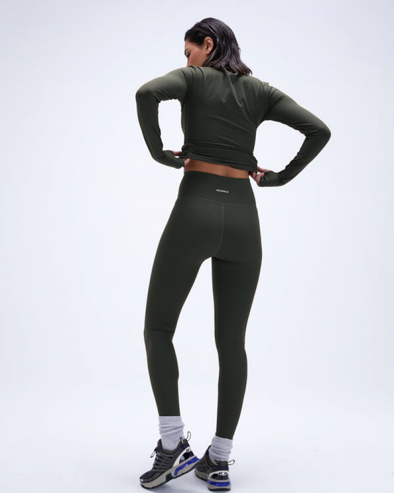 Adanola Ultimate Wrap Over Leggings Dunkelolivgrün | SN-ADA56429