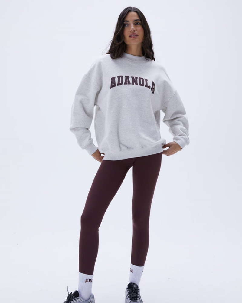 Adanola Varsity Oversized Sweatshirt Grau Bordeaux | SN-ADA56529