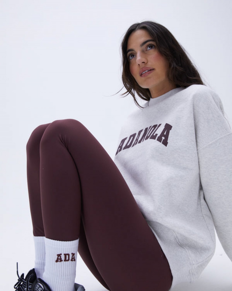 Adanola Varsity Oversized Sweatshirt Grau Bordeaux | SN-ADA56529