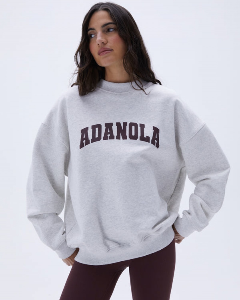 Adanola Varsity Oversized Sweatshirt Grau Bordeaux | SN-ADA56529