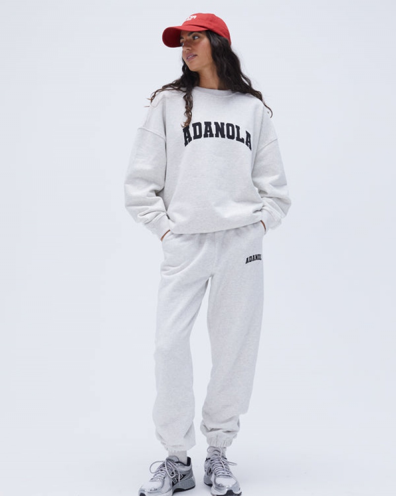 Adanola Varsity Oversized Sweatshirt Hellgrau Schwarz | SN-ADA56515