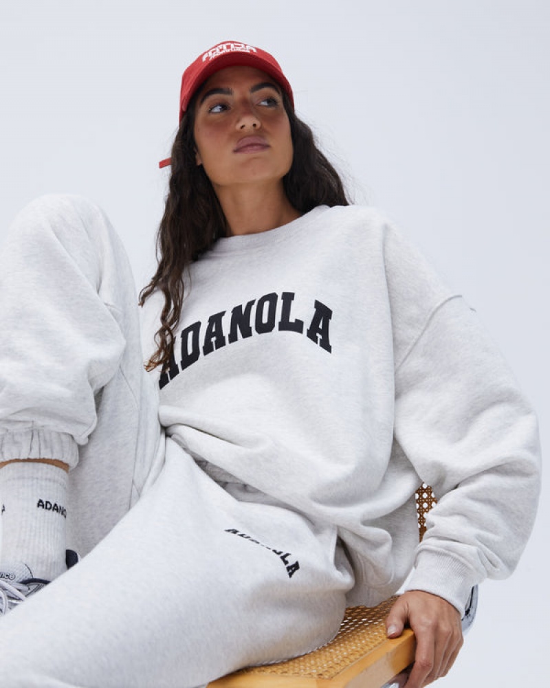 Adanola Varsity Oversized Sweatshirt Hellgrau Schwarz | SN-ADA56515