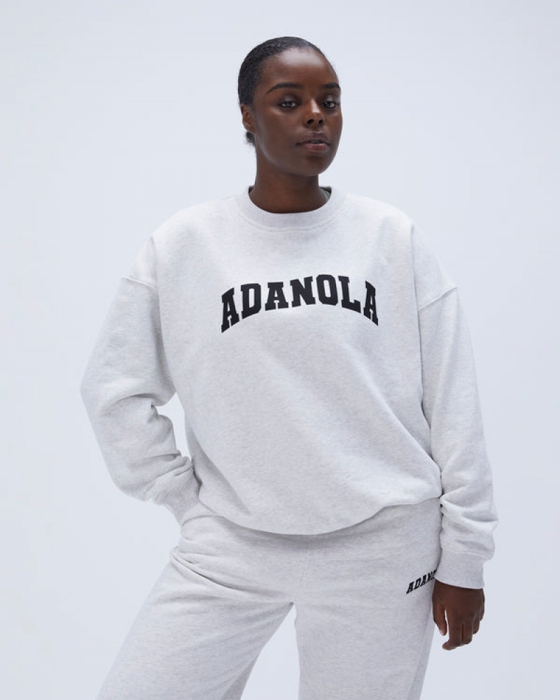 Adanola Varsity Oversized Sweatshirt Hellgrau Schwarz | SN-ADA56515