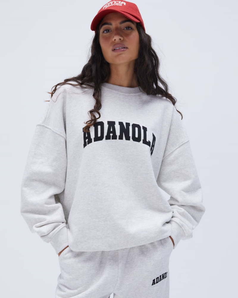 Adanola Varsity Oversized Sweatshirt Hellgrau Schwarz | SN-ADA56515