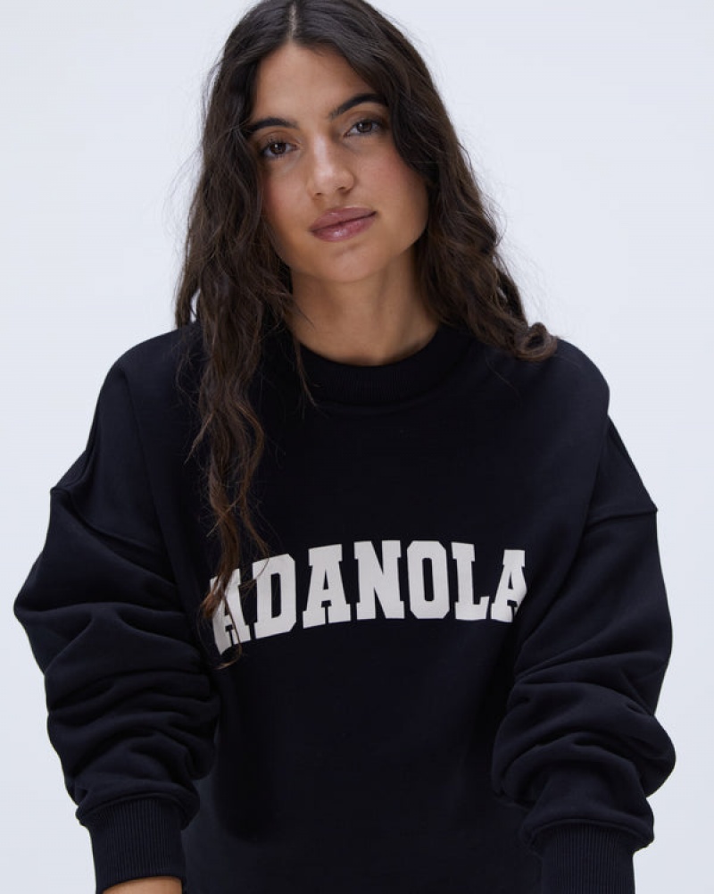 Adanola Varsity Oversized Sweatshirt Schwarz | SN-ADA56516