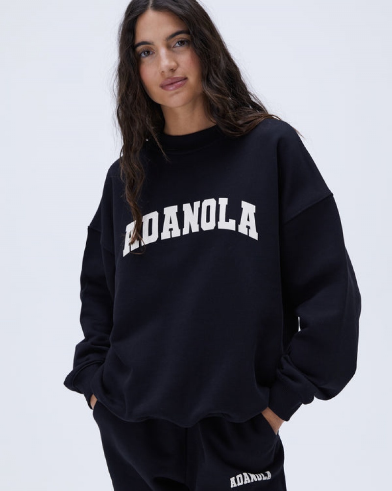 Adanola Varsity Oversized Sweatshirt Schwarz | SN-ADA56516