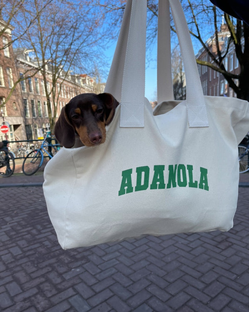 Adanola Varsity Tote Bag Weiß Grün | SN-ADA56675