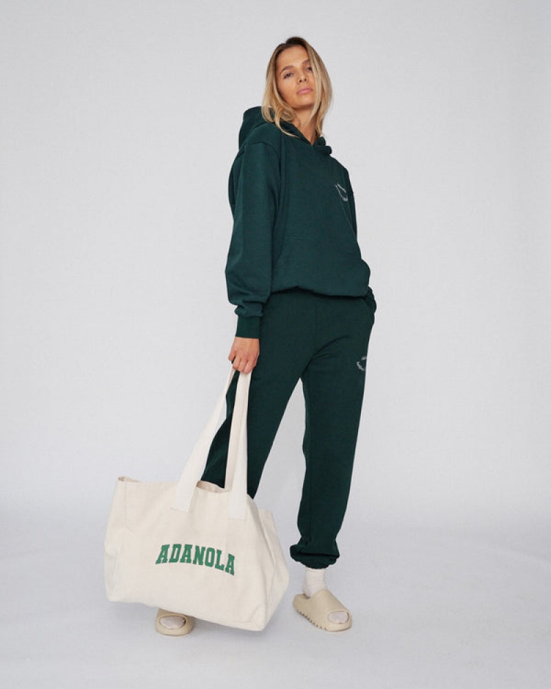 Adanola Varsity Tote Bag Weiß Grün | SN-ADA56675