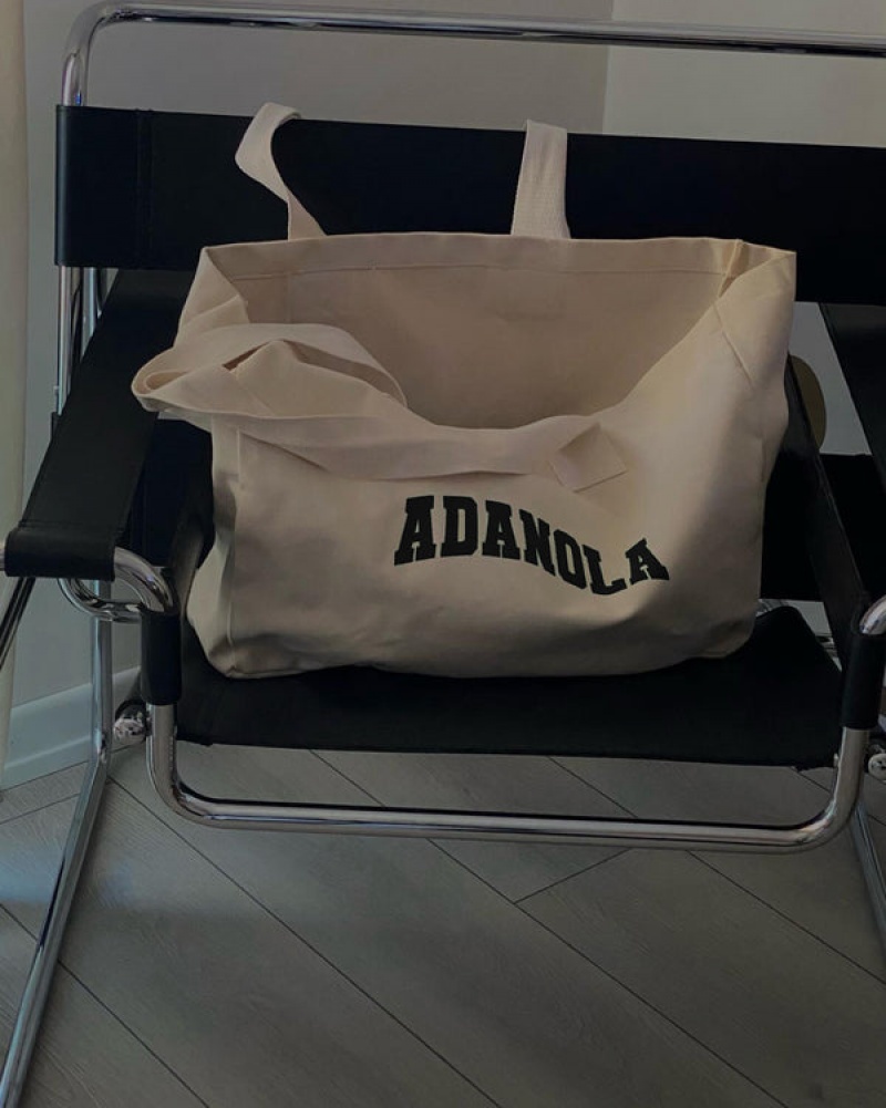 Adanola Varsity Tote Bag Weiß Schwarz | SN-ADA56676