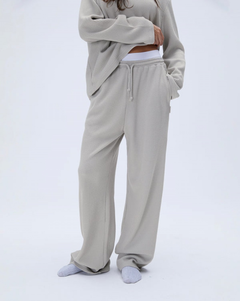 Adanola Waffle Gerade Leg Lounge Pants Grau | SN-ADA56664