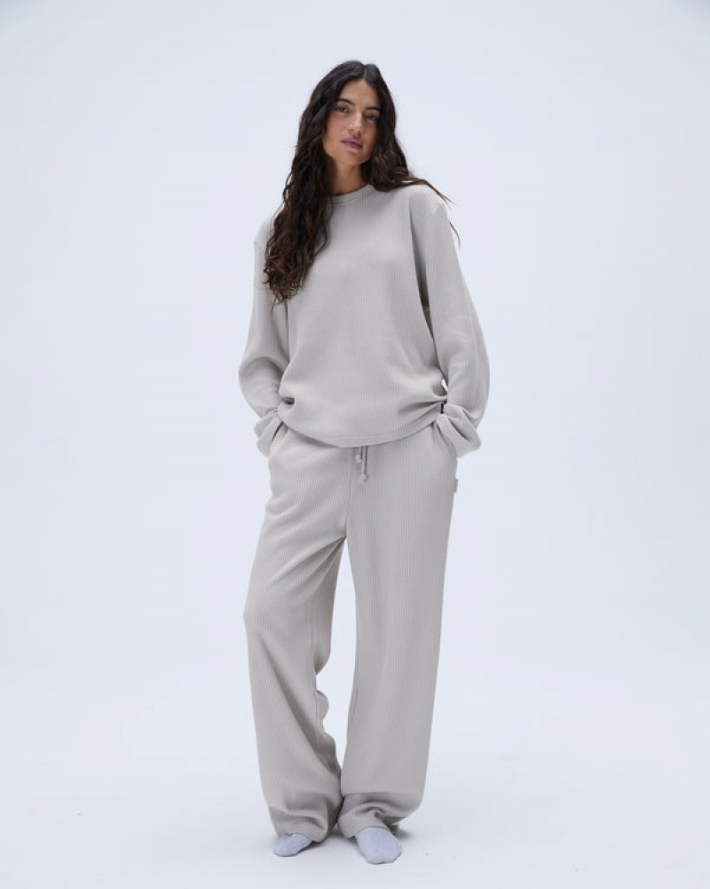 Adanola Waffle Gerade Leg Lounge Pants Grau | SN-ADA56664