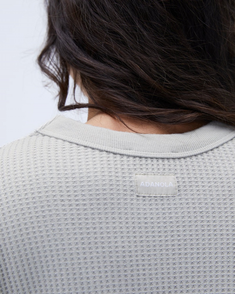 Adanola Waffle Long Sleeve T-shirt Grau | SN-ADA56500