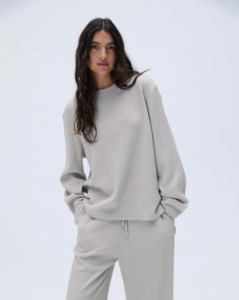 Adanola Waffle Long Sleeve T-shirt Grau | SN-ADA56500