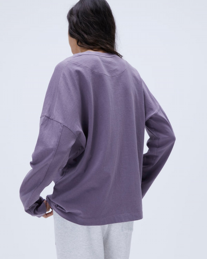 Adanola Washed Long Sleeve Boxy T-shirt Lila | SN-ADA56504