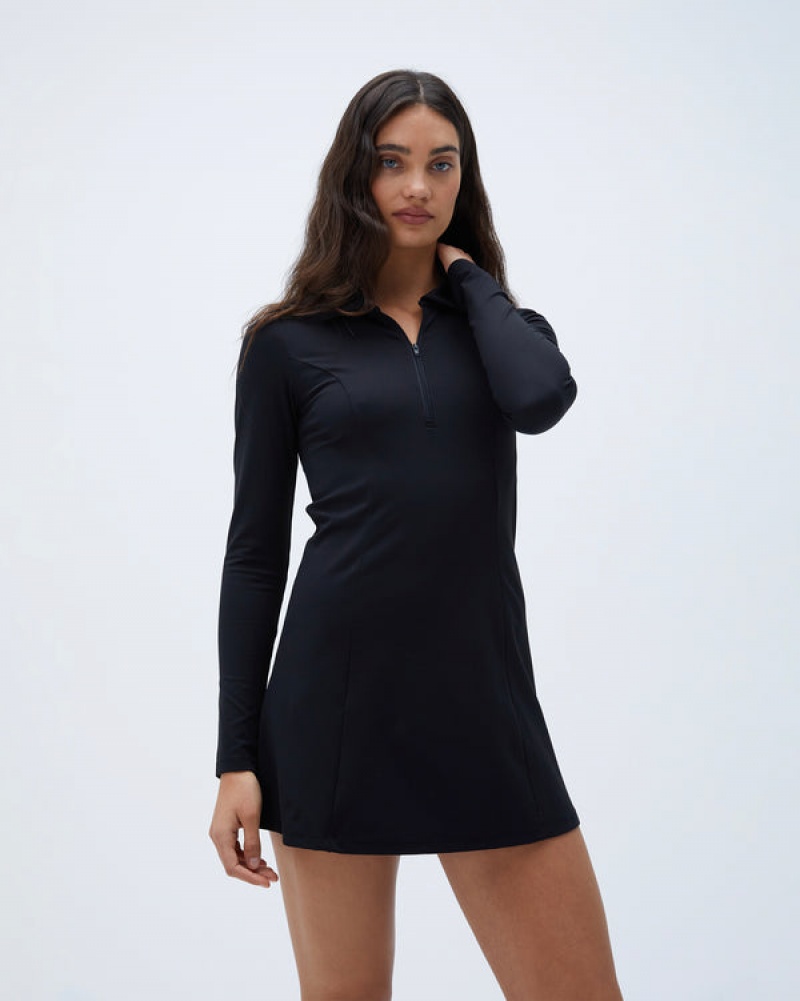 Adanola Zip Front A-line Kleider Schwarz | SN-ADA56650