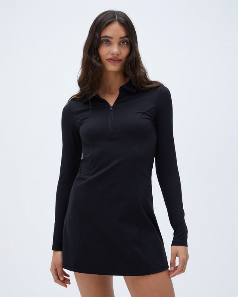 Adanola Zip Front A-line Kleider Schwarz | SN-ADA56650